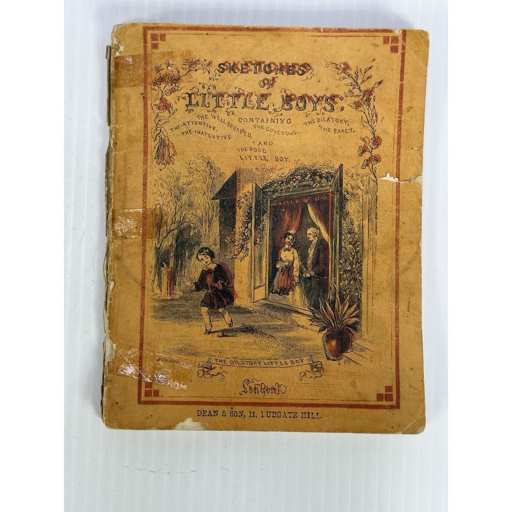 Antique Sketches Of Little Boys Dean & Son Victorian Childrens Book 1800s Signed